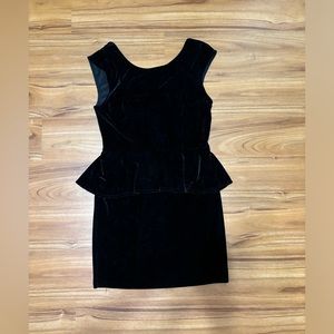 Black velvet Guess Mini peplum Dress size 6